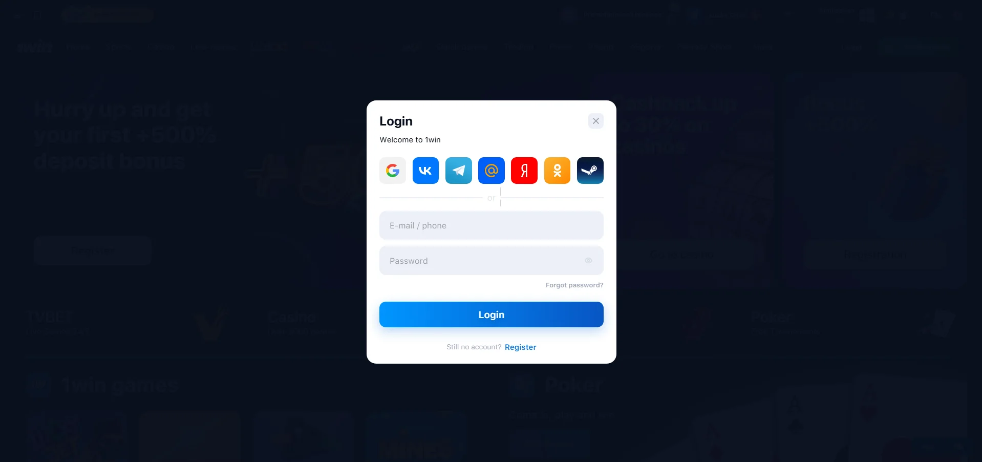 1win login